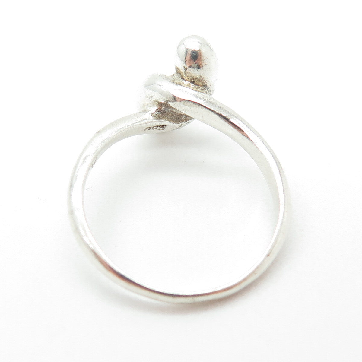 925 Sterling Silver Vintage Modernist Hook Ring Size 8