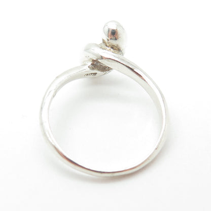925 Sterling Silver Vintage Modernist Hook Ring Size 8