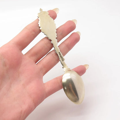 925 Sterling Silver Antique London C. Saunders & F. Shepherd Enamel Ornate Spoon