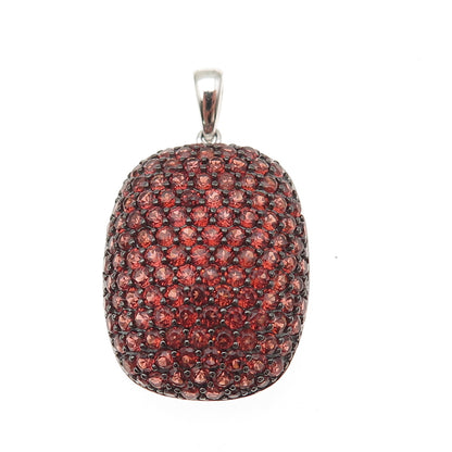 925 Sterling Silver Round-Cut Red C Z Charm Pendant