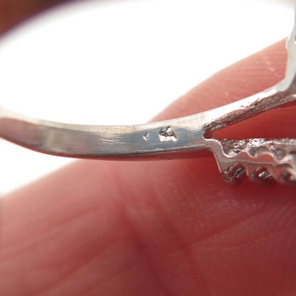 925 Sterling Silver Round-Cut C Z Interlocked Bypass Ring Size 6