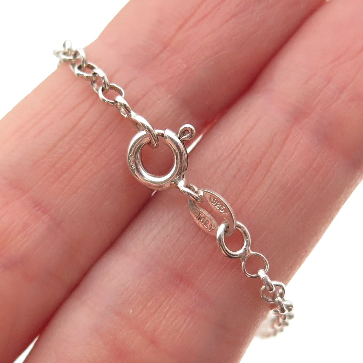 925 Sterling Silver Italy Round-Cut C Z Letter A Initial Rolo Link Bracelet 5"