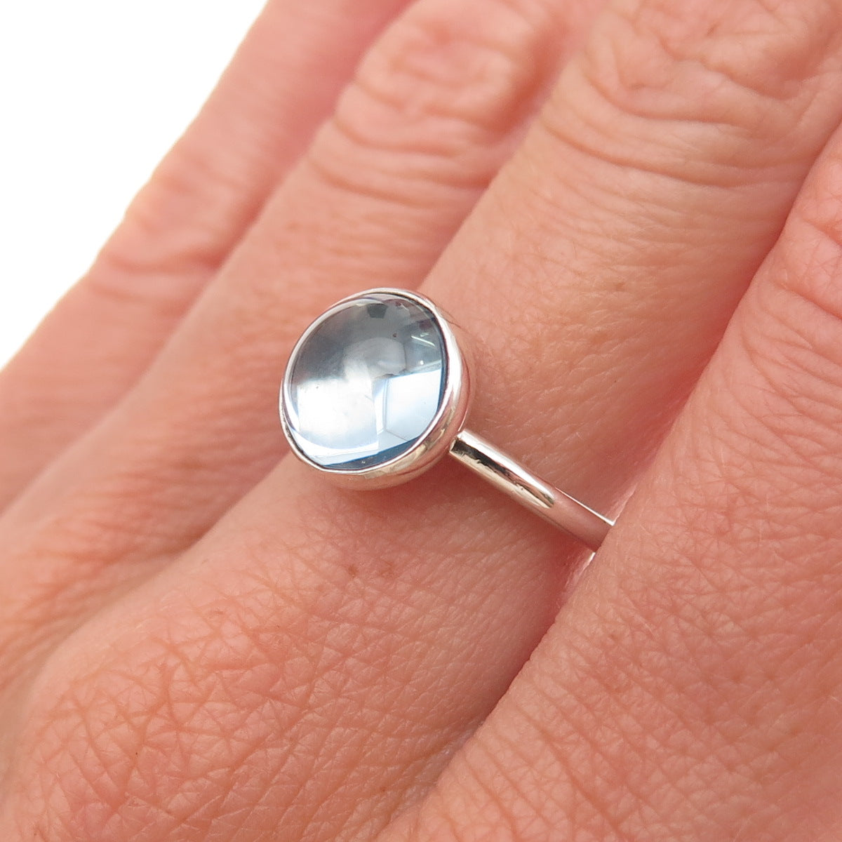 Pandora 925 Sterling Silver Blue Crystal March Birthstone Droplet Ring Size 6.75