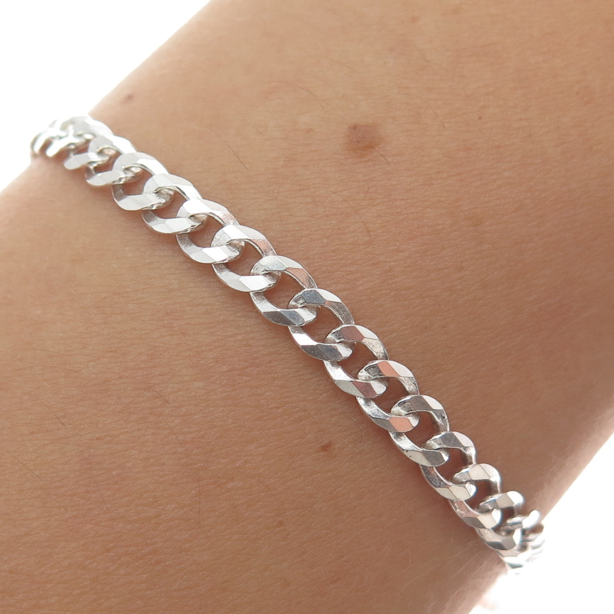 P. LUX 925 Sterling Silver Italy Curb Link Bracelet 7"