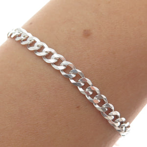P. LUX 925 Sterling Silver Italy Curb Link Bracelet 7"