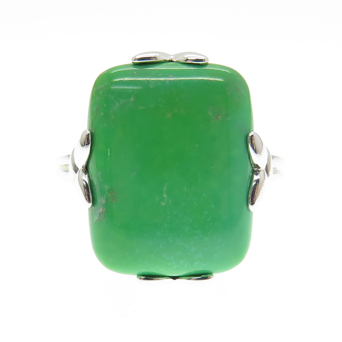 925 Sterling Silver Real Green Turquoise Gemstone Ring Size 11.25