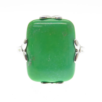 925 Sterling Silver Real Green Turquoise Gemstone Ring Size 11.25