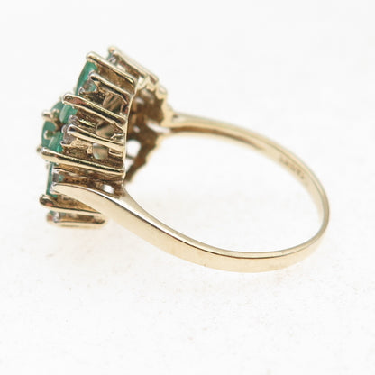 Stauer 925 Sterling Silver Gold Plated Real Emerald & White Topaz Ring Size 9
