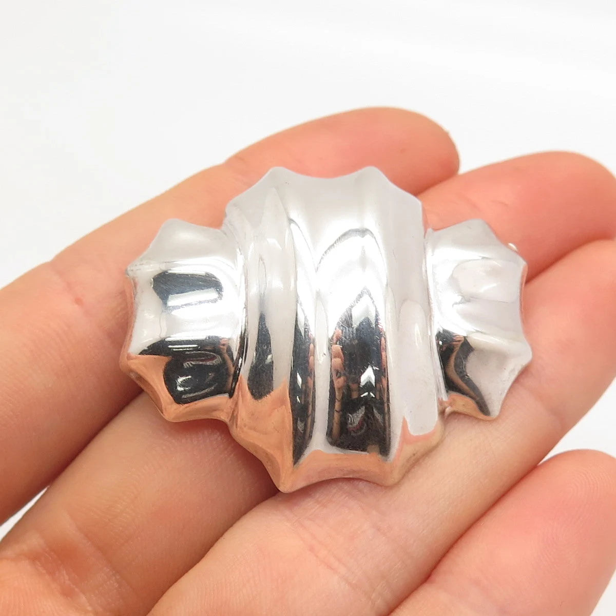 925 Sterling Silver Vintage Mexico Ribbed Bow Pin Brooch
