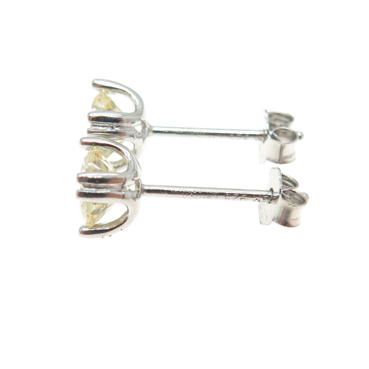 925 Sterling Silver Round-Cut Shaped Canary C Z Stud Earrings