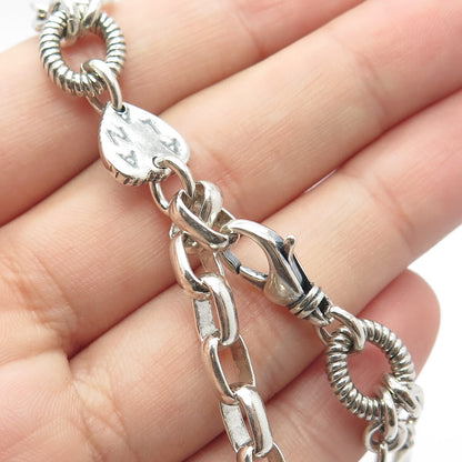 925 Sterling Silver Vintage Alana Love Pearl & Smoky Quartz Chain Necklace 14"