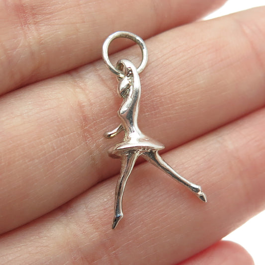 925 Sterling Silver Vintage Ballerina Dancer Girl 3D Pendant