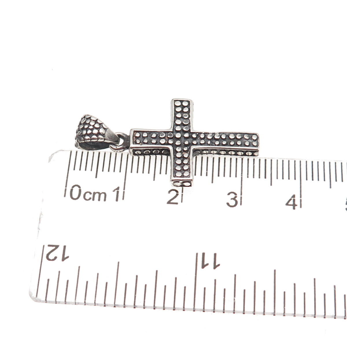 925 Sterling Silver Vintage Dotted Cross Oxidized Charm Pendant