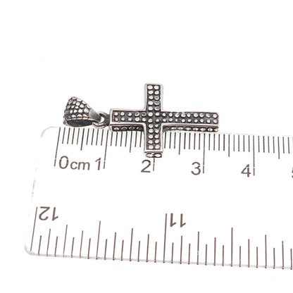 925 Sterling Silver Vintage Dotted Cross Oxidized Charm Pendant