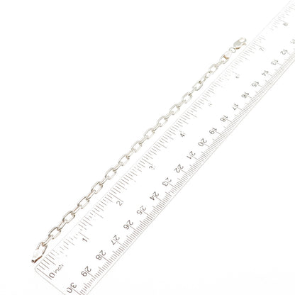 925 Sterling Silver Vintage Italy Paperclip Oval Link Bracelet 6.75"