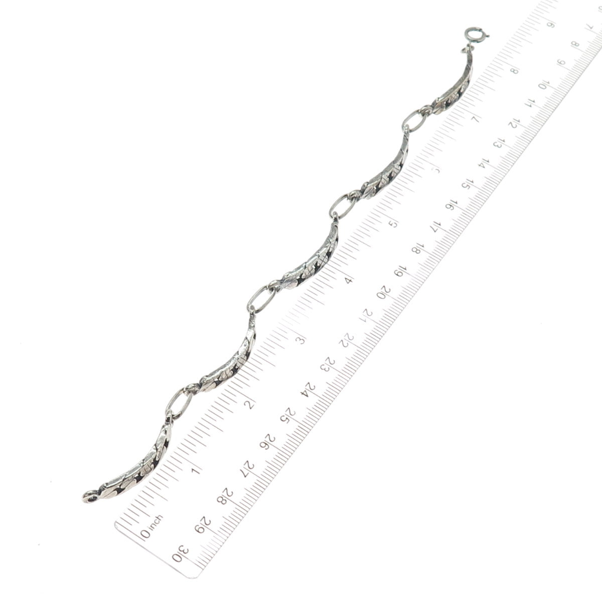 800 Silver Vintage Oxidized Cuban Panel Link Bracelet 8.25"