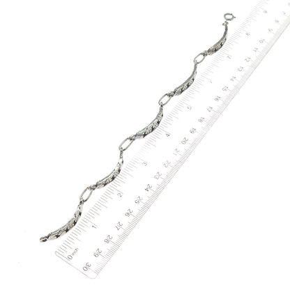 800 Silver Vintage Oxidized Cuban Panel Link Bracelet 8.25"