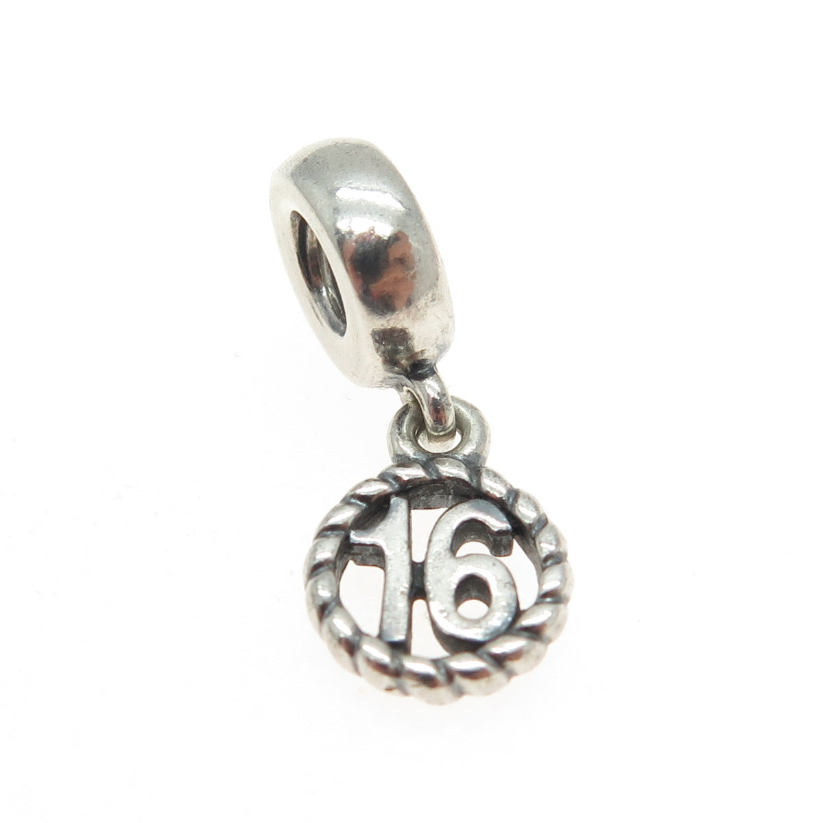 PANDORA 925 Sterling Silver Sweet "16" Dangle Charm