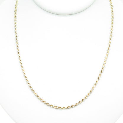 P. LUX 925 Sterling Silver Gold Plated Italy Rope Chain Necklace 24"
