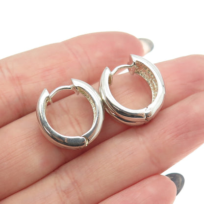 925 Sterling Silver Vintage Puffy Hoop Earrings