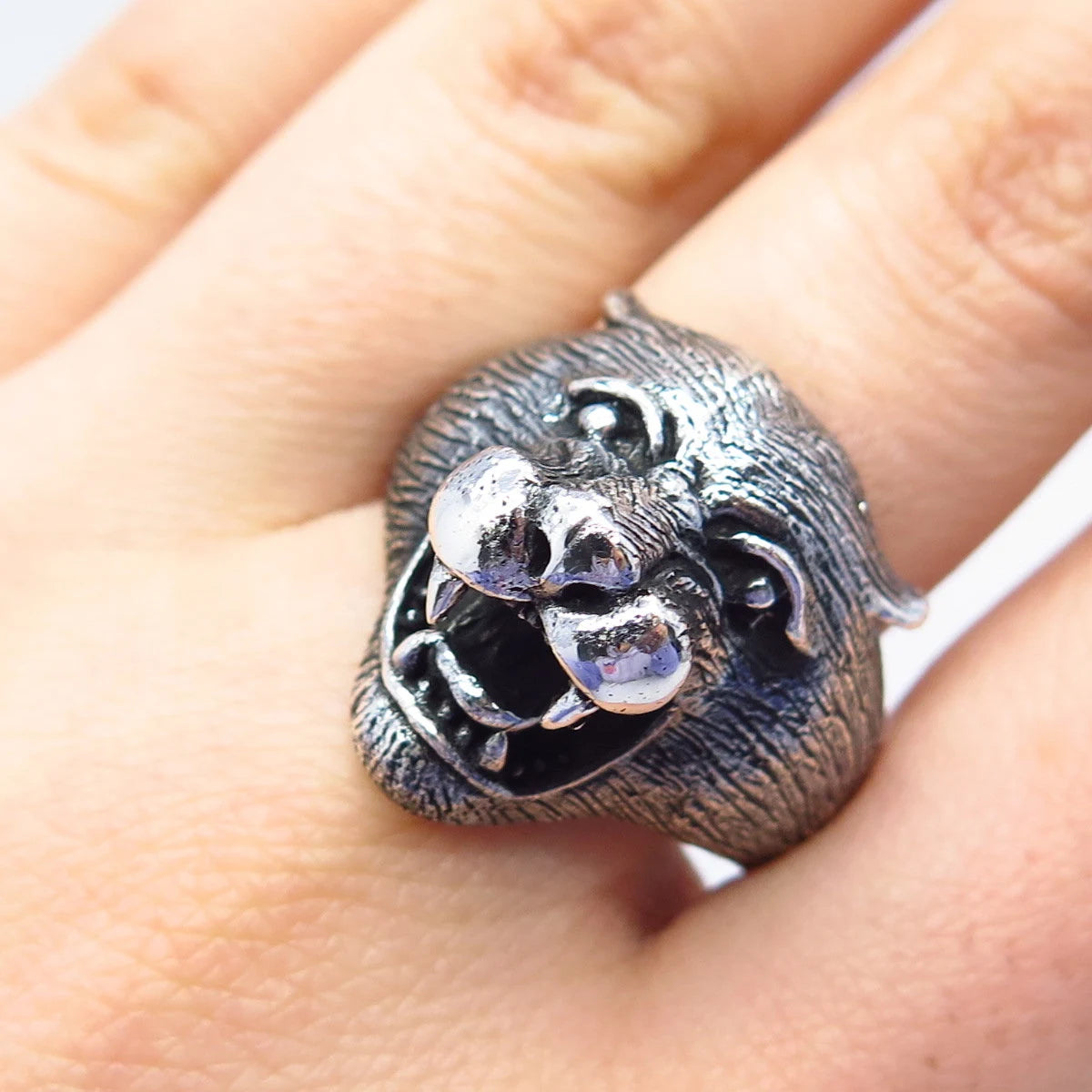 925 Sterling Silver Vintage Wild Animal Ring Size 11.25