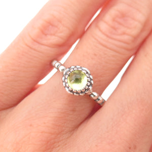 Pandora 925 Sterling Silver Real Peridot August Birthday Blooms Ring Size 5.25