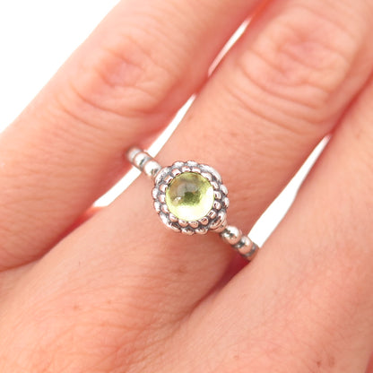 Pandora 925 Sterling Silver Real Peridot August Birthday Blooms Ring Size 5.25
