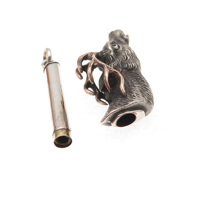 925 Sterling 2-Tone Antique Art Deco Deer Bracelet / Necklace Box Lock Clasp