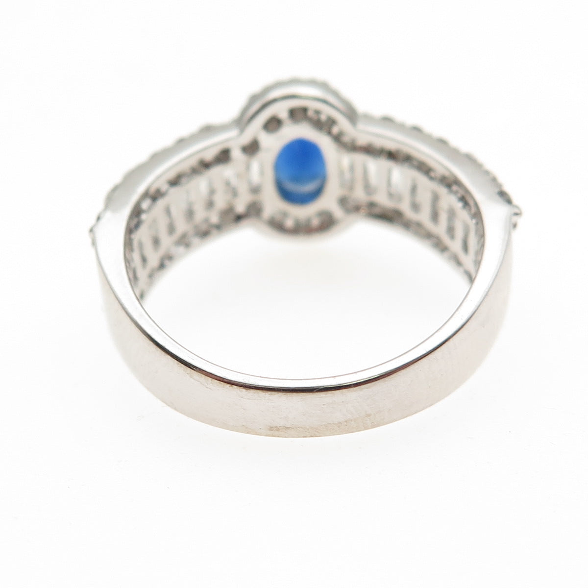 925 Sterling Silver Multi-Cut Blue & White C Z Ring Size 8