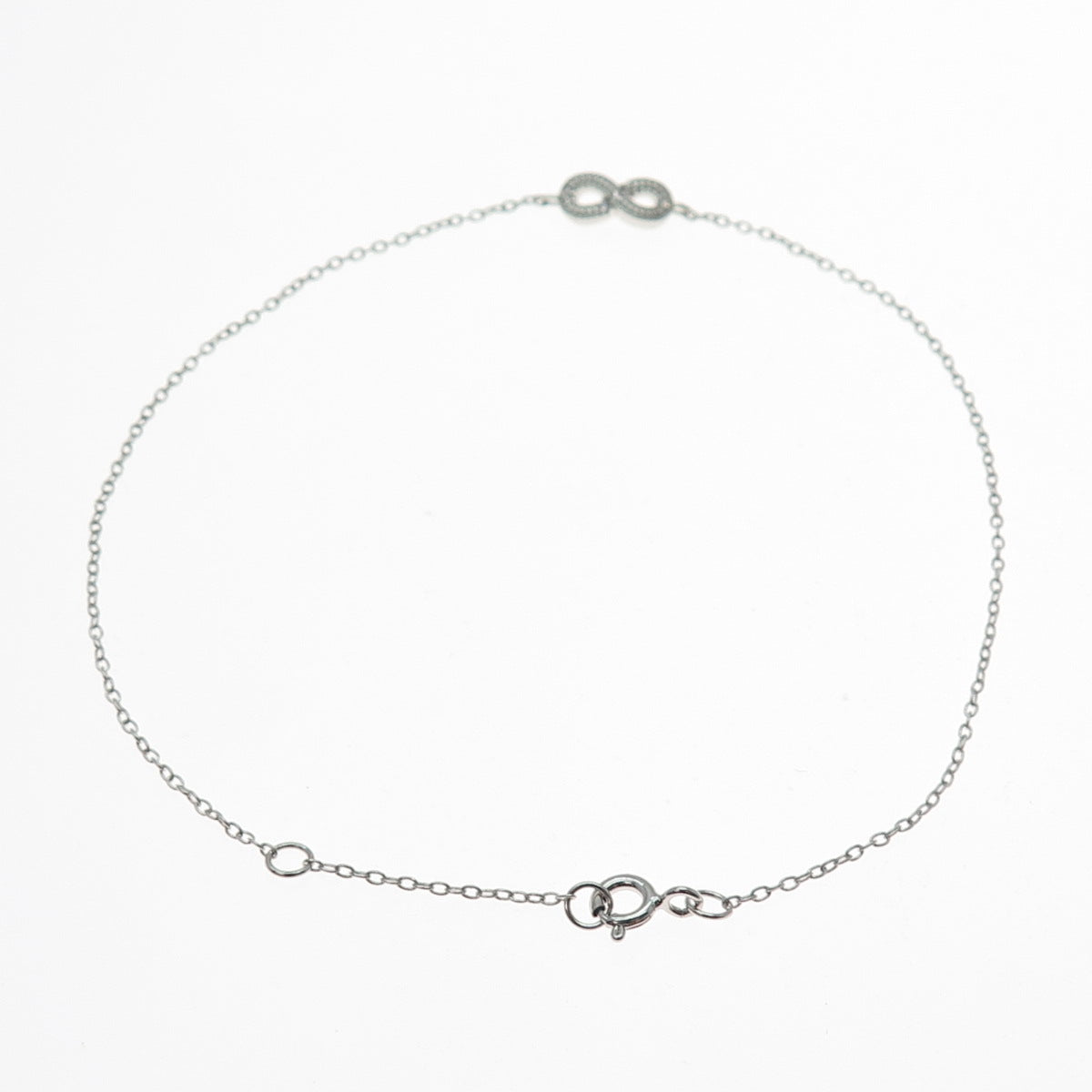 925 Sterling Silver Round-Cut C Z Infinity Anklet / Bracelet 8.75-9.75"