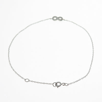 925 Sterling Silver Round-Cut C Z Infinity Anklet / Bracelet 8.75-9.75"