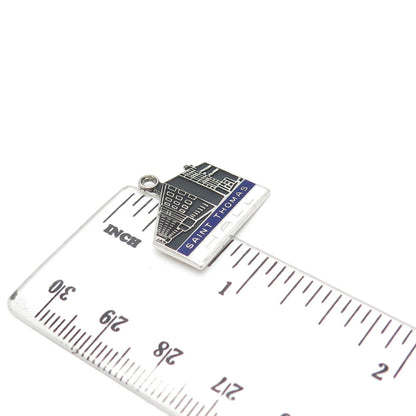 925 Sterling Silver Vintage Kinney Enamel "Saint Thomas Hall" Charm Pendant