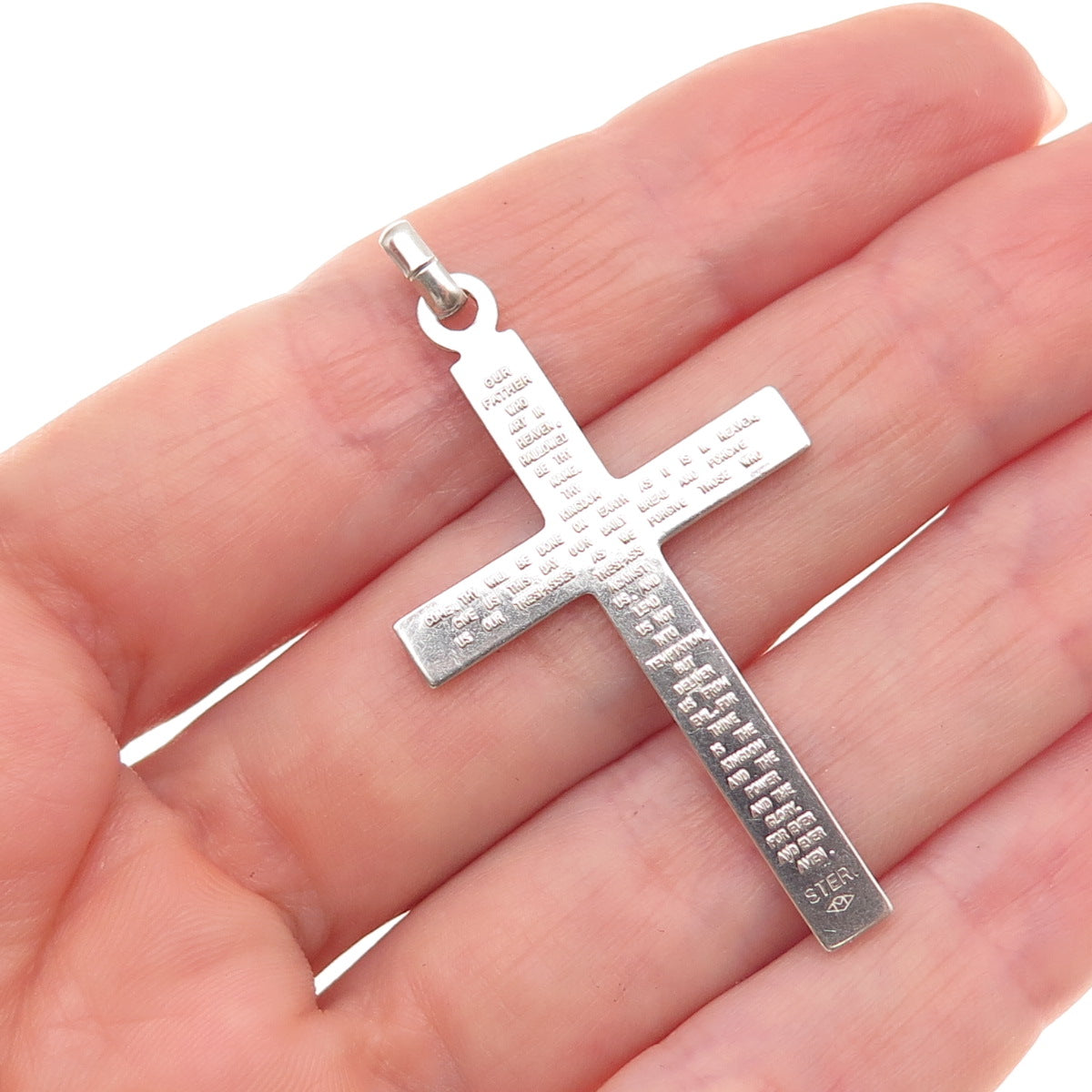 Marathon 925 Sterling Silver Vintage Prayer Cross Oxidized Charm Pendant