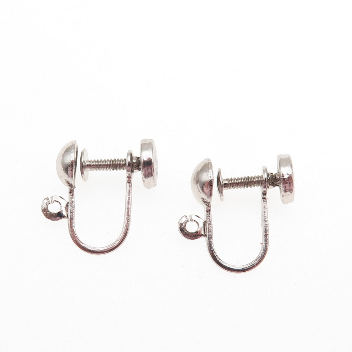 925 Sterling Silver Antique Art Deco Charm Holder Screw Back Earrings