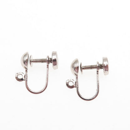 925 Sterling Silver Antique Art Deco Charm Holder Screw Back Earrings