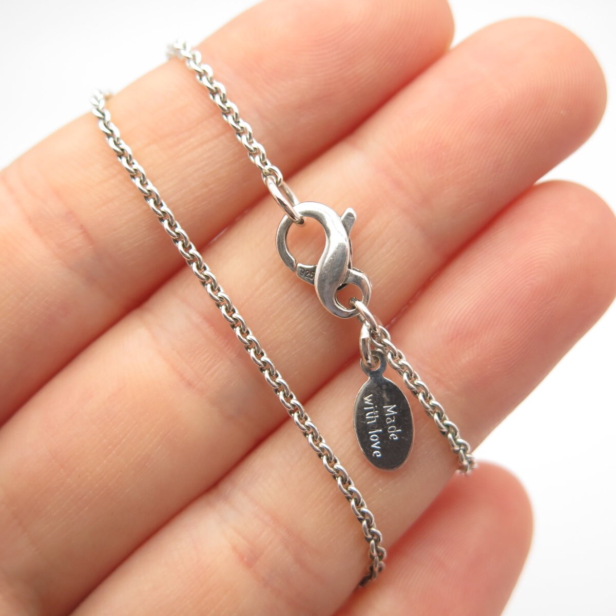 925 Sterling Silver Vintage Be Well Real Pearl Heart Rolo Chain Necklace 17"