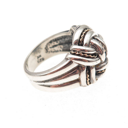 Chateau D’Argent Sterling Silver 2-Tone Vintage Modernist Knot Ring Size 7.25