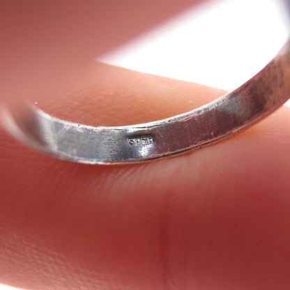 925 Sterling Silver Vintage Real Carnelian Modernist Oxidized Ring Size 6