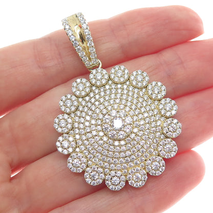 925 Sterling Silver Gold Plated Round-Cut Shaped C Z Sparkle Pendant