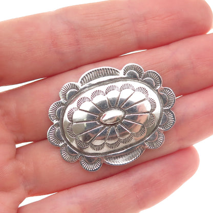 Old Pawn 925 Sterling Silver Vintage Southwestern Concho Tribal Pin Brooch