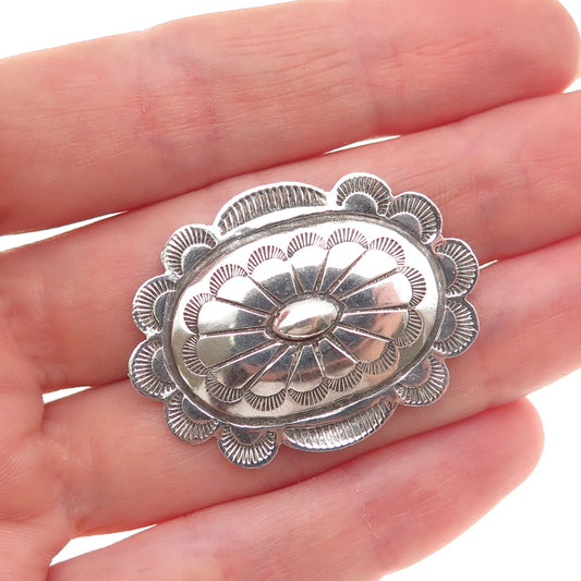 Old Pawn 925 Sterling Silver Vintage Southwestern Concho Tribal Pin Brooch