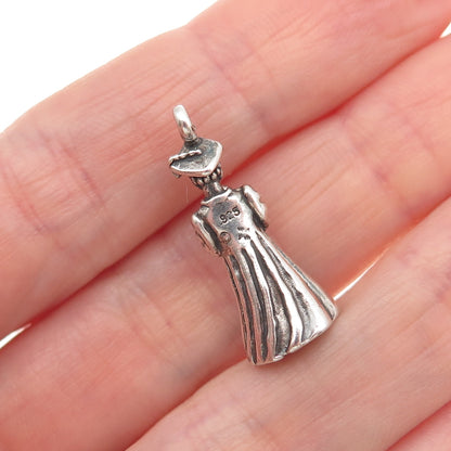 Sunwest 925 Sterling Silver Vintage Graduation Oxidized 3D Charm Pendant