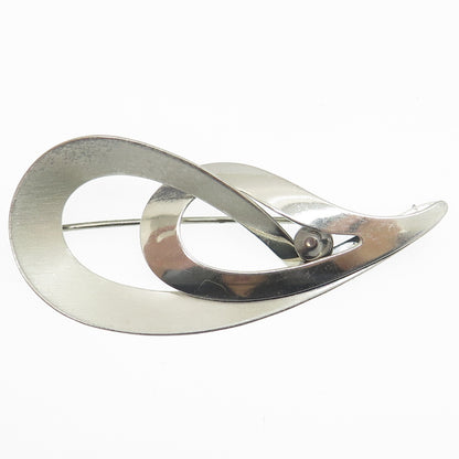BEAU 925 Sterling Silver Vintage Interlocked Teardrop Modernist Pin Brooch