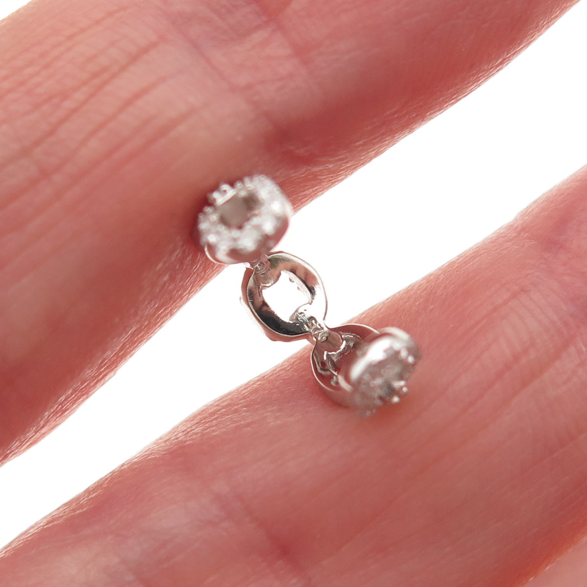 925 Sterling Silver Round-Cut C Z Cable Link SINGLE Cuff Earring