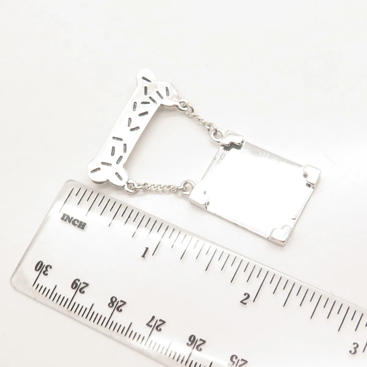 925 Sterling Silver Vintage ANN Dog's Bone Picture Frame Pin Brooch