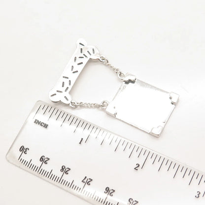 925 Sterling Silver Vintage ANN Dog's Bone Picture Frame Pin Brooch