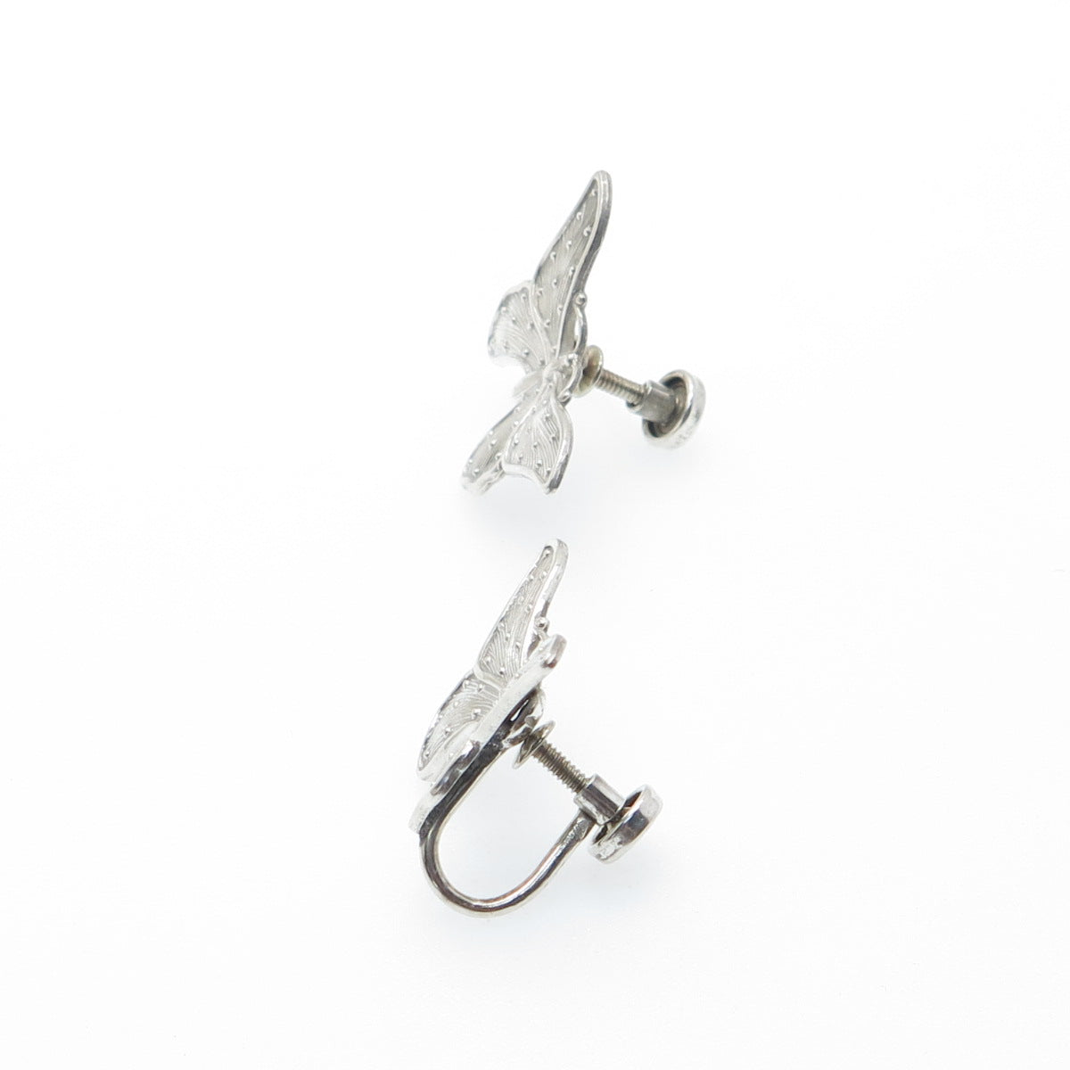 BEAU 925 Sterling Silver Vintage Butterfly Screw Back Earrings