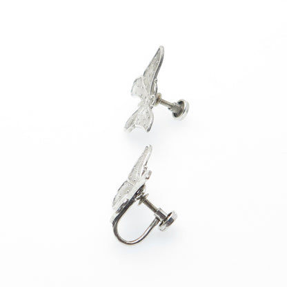 BEAU 925 Sterling Silver Vintage Butterfly Screw Back Earrings