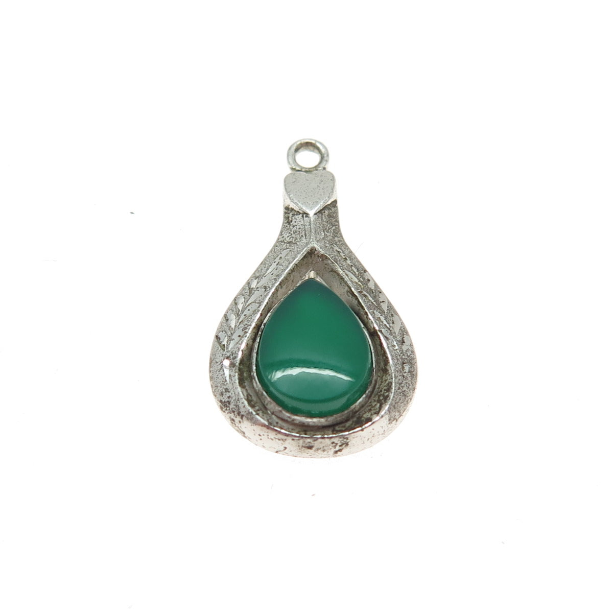 VICTOR MAYER 925 Sterling Silver Antique Art Deco Green Onyx Minimalist Pendant