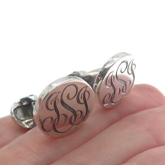 RALPH LAUREN 925 Sterling Silver Antique Birmingham "JSJ" Signet Cufflinks